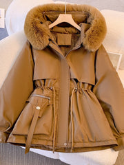 [Winter Coat Women] Women's Parka Autumn And Winter 2025 New Slim Parka, Fashionable And Versatile Plush One-piece Coat, Solid Color Daily Casual Style, Elegant Temperament Style, Comfortable And Warm to Wear, Halloween And Christmas Clothes Women