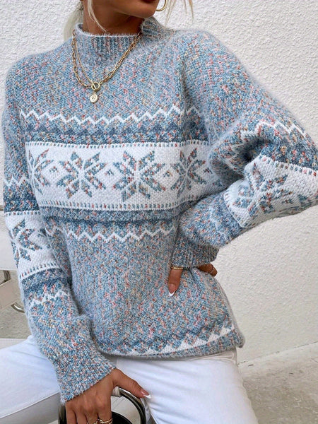 Women Sweater, New Arrival Autumn/ Winter, Style, Turtleneck, Snowflake Pattern, Chenille Pullover Casual Jacquard Sweater, Autumn and Winter Wear, Suitable for Back to, Work, Halloween, Christmas and Other Festivals, Comfortabl