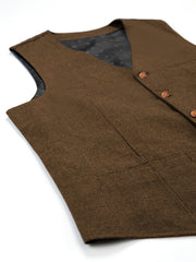 Men'S Vest Wool Blend Herringbone Vintage Men'S Fashion Vest, Groom Best Man Formal Wedding Party Casual Vest