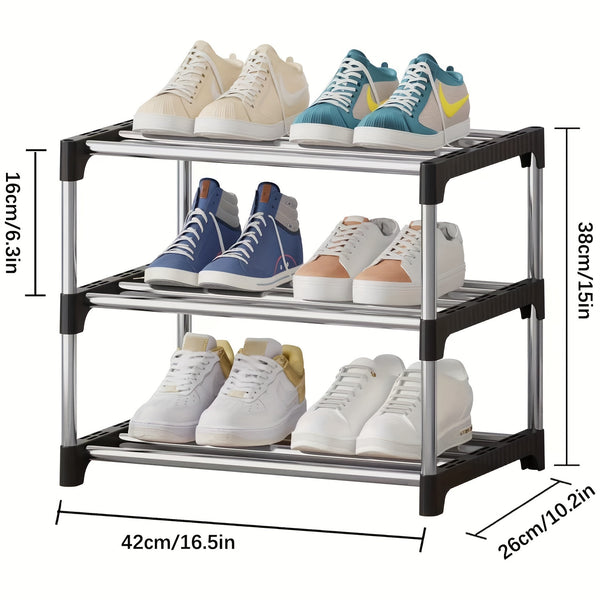 1pc, Small Shoe Rack, Stackable Shoe Rack 3 Tier, Footware Storage, Lightweight Shoe Rack Storage Organizer, Sturdy Narrow Shoe Shelf For Closet Entryway Hallway