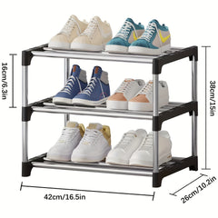 1pc, Small Shoe Rack, Stackable Shoe Rack 3 Tier, Footware Storage, Lightweight Shoe Rack Storage Organizer, Sturdy Narrow Shoe Shelf For Closet Entryway Hallway