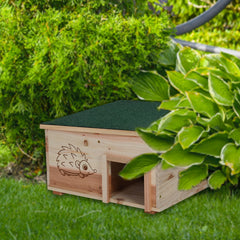 Wooden Hedgehog House: Hedgehog Hamster Habitat Shelter House Garden Nature Hibernation Feeding Box with Removable Roof