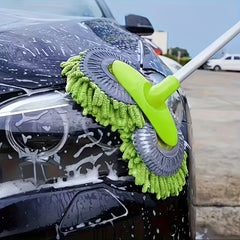 [Car Wash Brush] Adjustable Long-Handled Car Cleaning Brush, Chenille Microfiber Car Wash Tools - Heavy-Duty Multi-Surface Car Wash Mop, Truck, SUV, RV, Home & Vehicle Detailing, Soft Bristle-Free Duster for Hard-to- Areas