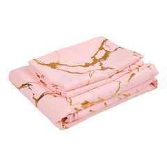 1set Pink High-end Bronzing Gilt Marble Bed Duvet Cover and Pillowcase Set, Soft and Comfortable Bedding Three-piece Set for All Seasons, 200*200cm / 220*230cm