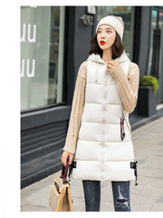 Elegant Sleeveless Vest Women's Elegant Sleeveless Long Vest - Winter Warm Coat Zipper Closure Front, Loose Fit Non-Stretch Outerwear, Sophisticated Formal & Everyday Chic for Fall/Winter, Cold Weather Wear, Modern Aesthetic, Durable Construction, Casual