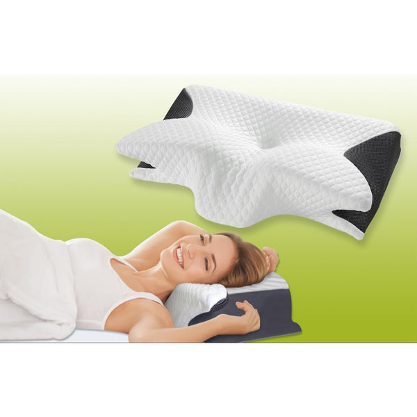 GC GAVENO CAVAILIA Contour Memory Foam Pillow | Butterfly Shape for Head & Neck Support | Ergonomic Design for All Sleepers | Removable Washable Cover | 61x43 cm