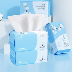 Cotton Facial Dry Wipes 100 Count, Deeply Cleansing Disposable Face Towel Cotton Tissue, Multi-Purpose for Skin Care, Make-Up Wipes, Face Wipes and Facial Cleansing