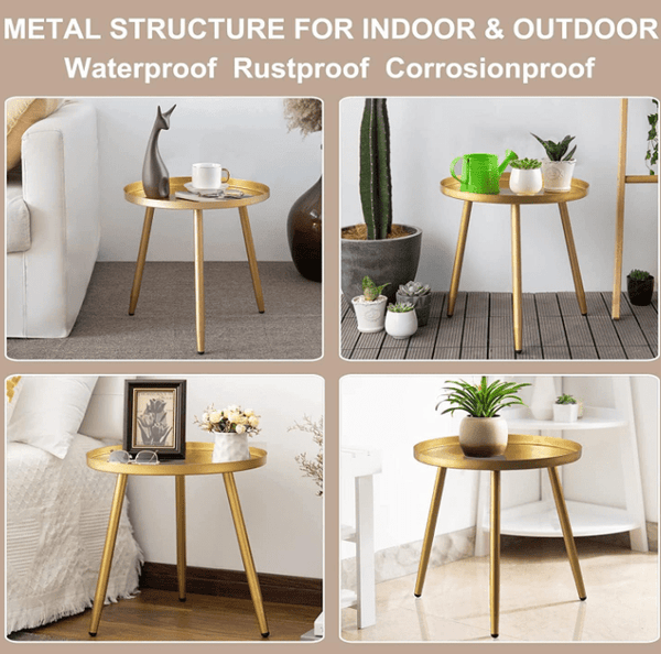 Metal End Table, Round Side Table, Nightstand/Small Tables for Living Room, Accent Tables Cheap, Side Table for Small Spaces,41.5 × 46.5 cm