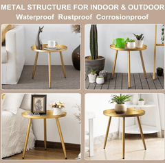 Metal End Table, Round Side Table, Nightstand/Small Tables for Living Room, Accent Tables Cheap, Side Table for Small Spaces,41.5 × 46.5 cm