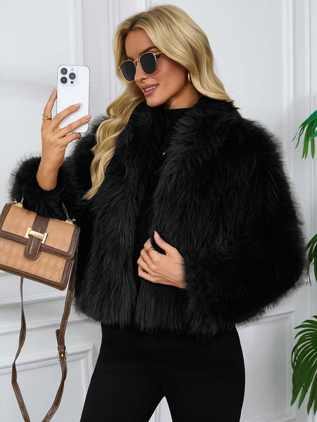 Faux Winter Warm Fashion Plush Top Short Coat for Women