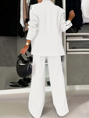 2pcs Women's Casual Suit Set, Blazer + Elastic Waist Pants, and Elegant, Fashionable Women's Wear for Spring and Autumn