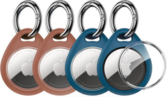 Unbreakcable 360° Protective Case for Airtag, [4-Pack] Airtags Keyring Holder, Scratch-Resistant, Lock Design, Keychain for Airtag, TPU Full Cover Case for Key, Bag, Luggage, Pet Collar (Black & Blue)