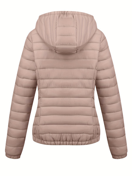 Women's Autumn/Winter Fashion Simple Versatile Lightweight Commuter Hooded Padded Coat with Pockets