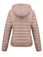 Women's Autumn/Winter Fashion Simple Versatile Lightweight Commuter Hooded Padded Coat with Pockets