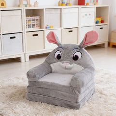 Cozy Kid Folding Sofa, Plush, Washable Lounge Chair for Playroom & Nursery, Gray Dog Style Foldable Wide Handle Soft Breathable Toddler Chair for Reading Relaxing Sleeping(2 Layers)