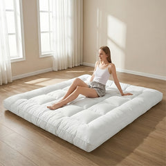 1200GSM Futon Mattress, a Padded Japanese-Style Floor Mattress with a Quilted Design, Featuring a 10Cm Extra Thick Folding Sleeping Pad That Is Breathable, Suitable for Use As a Floor Lounger Or Guest Bed for Camping