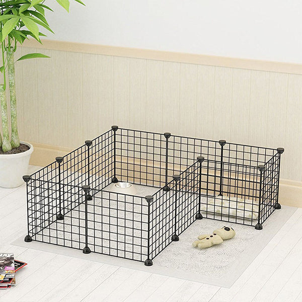 Pet Playpen Metal Wire Fence 12 Panel Enclosure Indoor Outdoor Guinea Pig Rabbit Small Animals Cage, Dog Playpen, Cat Playpen, Small Animal Playpen, Pet Playpen, Dog Fence for Puppy, Rabbit, Kitten, Hamster, Guinea Pig, Turtle, Hedgehog, 24 Plastic Buckle