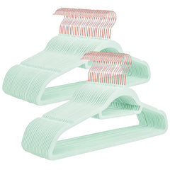 50pcs NON SLIP FLOCKED COAT CLOTHES HANGERS VELVET TROUSER HANGING SPACE SAVER