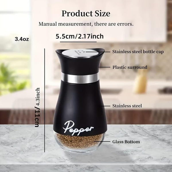 4pcs Set (2 Bottles + 2 Caps) of Adorable Glass Salt And Pepper Shakers. 4 Oz (Approx. 113.4G) Glass Salt And Pepper Shakers with Stainless Steel Caps, Suitable for Kitchen Dining Tables, Rvs, Camping, And Bbqs. Condiment Bottles, Salt And Pepper Shakers.