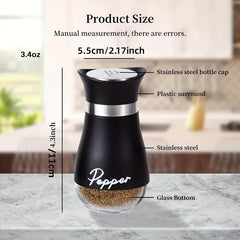 4pcs Set (2 Bottles + 2 Caps) of Adorable Glass Salt And Pepper Shakers. 4 Oz (Approx. 113.4G) Glass Salt And Pepper Shakers with Stainless Steel Caps, Suitable for Kitchen Dining Tables, Rvs, Camping, And Bbqs. Condiment Bottles, Salt And Pepper Shakers.