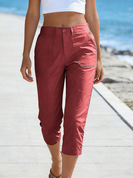 Women'S High-Waisted Straight-Leg Cropped Casual Pants | Side-Pocket Design, Breathable Drape Fabric, Office & Commute Pants | 2026 Summer New Arrival Women'S Casual Pants, Summer Women'S Clothing, Women'S, Affordable