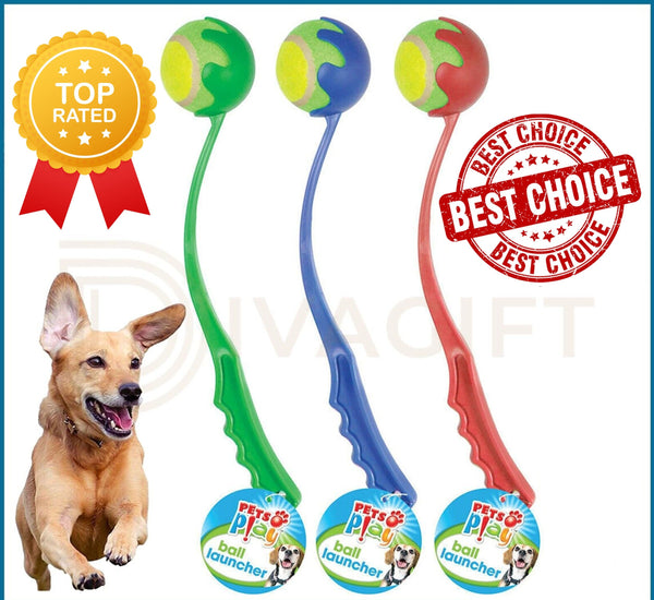 Pets Play Ball Launcher 38cm Dog Toy Thrower with Ball Any Colour