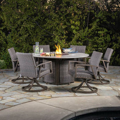 Sunvilla Sarasota 7 Piece Low Wicker Dining Fire Set + Cover