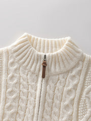 2025 Winter American Stand-Up Collar Half-Zip Knit Aran Sweater Mr. Pony Knitwear Pullover Card