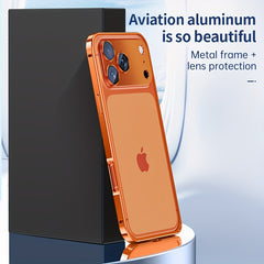 Phone Case - Metal Frame Bumper with Metal Lens Cover Elastic Strap Detachable Phone Case for Apple Iphone 17 Pro Max Durable Protective Cover