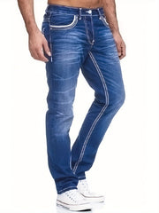 Men's Thick-thread Washed Denim Jeans