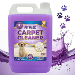 Dog Stain & Odour Remover Pet Carpet Cleaning Shampoo With a Fresh Linen Suitable For All Machines (5 Litre)