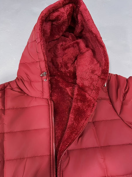 Women'S Winter Casual Mid-Length Fleece-Lined Hooded Jacket - Zippered Pockets, Machine Washable Winter Coat, Full Zip Closure, Regular Fit Sleeves, Fashionable Warm And Cold-Resistant, Comfortable Soft Fabric