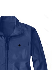 Men's Solid Color Cargo Jumpsuit with Full Zip, Long Sleeves and Front Pockets