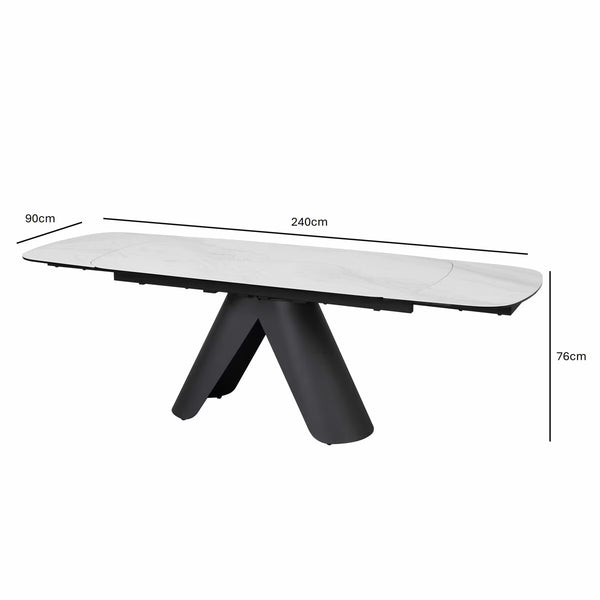 Indus Valley Capri Ceramic Extending Dining Table + 6 Grey Chairs, Seats 6-8