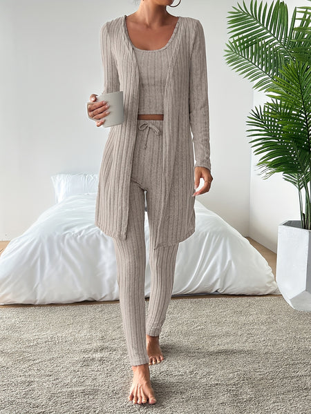 Autumn clothing, casual and elegant Women's three-piece set, stretch fabric, Women's loungewear, suitable for Christmas, holidays, dates, outdoor, beautiful Women's suit.