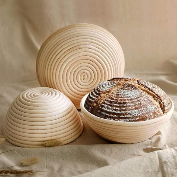 Proofing Basket Round 9.84 Inch, Natural Rattan Bread Proofing Basket with Cloth Liners, Proofing Bread Basket, Bread Making Accessories