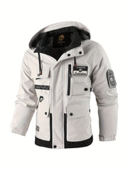 Men's Fashion New Jacket Men's Spring Autumn Thin Casual Multi-Pocket Outdoor High Quality Jacket Coat Men Detachable Hood Outdoor Trendy Design Waist Double Pocket Jacket