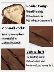 Men'S Cardigan Hooded Fleece Thickened Sweatshirt, Fashionable Fleece Warm Hoodie, Comfortable Loose Drawstring Hooded Sweatshirt, Autumn And Winter Men'S Clothing, Men'S Casual Hooded Sweatshirt with Zipper Pockets, Suitable for Winter And Autumn