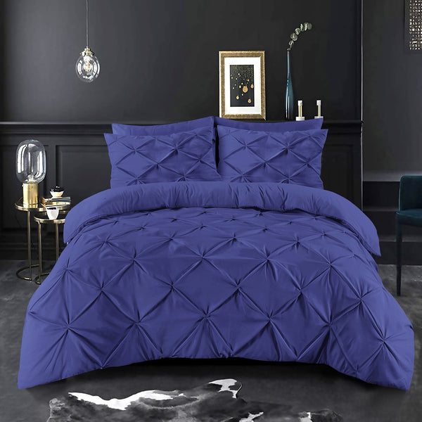 K&A® Pintuck Pinch Pleat Duvet Cover Set with Zipper Closure including Pillowcase – Ultrasoft Brushed Microfiber – Easy Care & Machine Washable