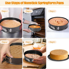 6pcs Cake Pan Set- Square/ Round/ Heart Baking Cake Mould, Carbon Steel Baking Mold with Removable Bottom, Non- Stick Pan, Baking Tools| Kitchen Accessories| Home Kitchenware