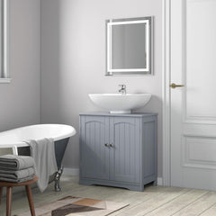 Under Sink Bathroom Cabinet, Free Standing Wooden Sink Storage Unit, Basin Cupboard With 2 Door, Bathroom Cabinet Space Saver Organizer