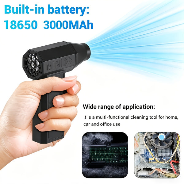 120000 RPM Turbo Jet Blower | USB-C Fast Charging, Three-Speed Powerful Airflow, Multi-Function High-Pressure Handheld Turbo Jet Fan, Dual-Use Car And Home Cleaning Dust Blower, Summer Cooling Fan, Built-in High-Capacity Lithium Batteries