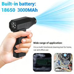 120000 RPM Turbo Jet Blower | USB-C Fast Charging, Three-Speed Powerful Airflow, Multi-Function High-Pressure Handheld Turbo Jet Fan, Dual-Use Car And Home Cleaning Dust Blower, Summer Cooling Fan, Built-in High-Capacity Lithium Batteries