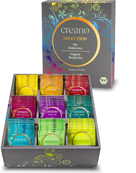 Creano Organic Herbal Tea Gift Set - 27 Organic Tea Bags in 9 Different Varieties - Tea Sampler - 54G*
