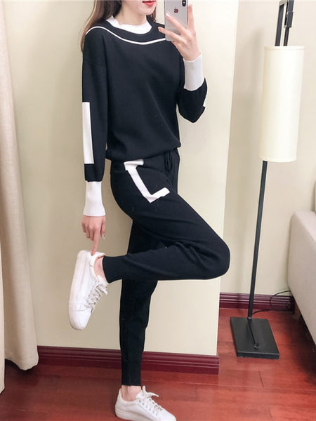 New Casual Checkered Sweater Set for Women - Trendy Style, Ideal for Spring, Autumn, And Winter
