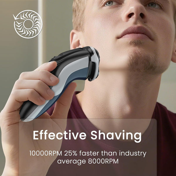 Sweetlf Electric Razor for Men, 120 Min Shaving, Fast UK Adapter (1H Charging),100% Waterproof, Wet & Dry Rotary Shavers for Men with Pop-Up Trimmer, LED Display, Dark Blue