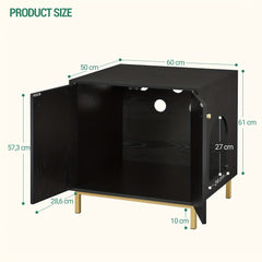 Feline Storage Unit, Cat Waste Container, Feline Waste Storage, Pet Shelter with Entrance, Wooden Side Table for Pet Shelter, 50 X 60 X 61 Cm, Durable Feline Storage Unit, Black And Golden