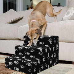 Dog Steps 3/4 Steps Pet Stair Step Pet Stairs Pet Ladder with Washable Non Slip Plush Cloth Cover for Dogs and Cats