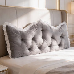 Large Ultra-Soft Comfortable Plush Backrest Pillow, Princess Style Reading Cushion, Neck and Back Support, Luxurious Fashionable Home Style Multifunctional Lace Ruffled Headboard Cushions, Suitable for Bedroom, Living Room, Dorm, Sofa Home Decor, Machine