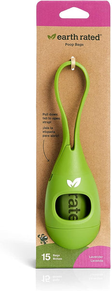 Earth Rated Dog Poo Bag Holder with Dog Poo Bags Rolls, Durable and Guaranteed Leakproof, Lavender Scented, 1 Dispenser and 900 Bags